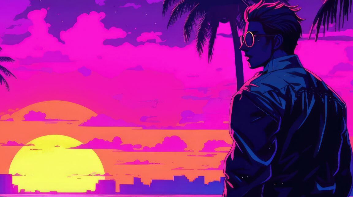 Man looking at sunset